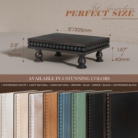 Wood Riser with Beaded: Pedestal Stand for Kitchen Decor, Old Black