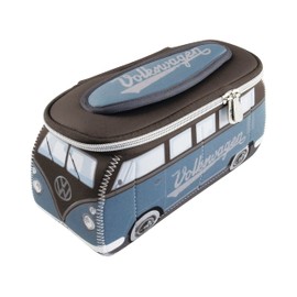 BRISA VW Collection - Volkswagen Hippie Bus T1 Camper Van 3D Neoprene Universal Bag - Makeup, Travel, Cosmetic Bag (Neoprene/Petrol/Brown)