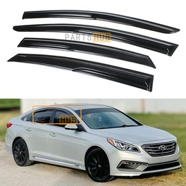 Fits for 2015-2019 Hyundai Sonata Sedan KDM Wavy Mugen Style Window Visors Rain Guard Deflectors