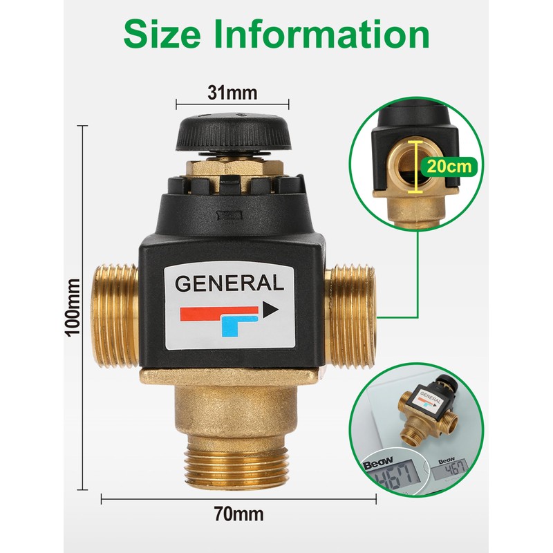 Thermostatic Mixing Valve, Mixing Valve 3 Way DN20 Male G