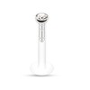 PiercedOff Bio-Flex Labret Retainer with Press Fit Clear Gem Top