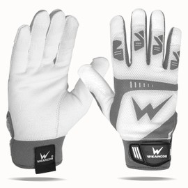 WEARCOG Baseball Batting Gloves | Comfortable Double Wrist Protection Strong Grips Palms Softball Gloves | Adult Batting Gloves for Men's | Grey Medium