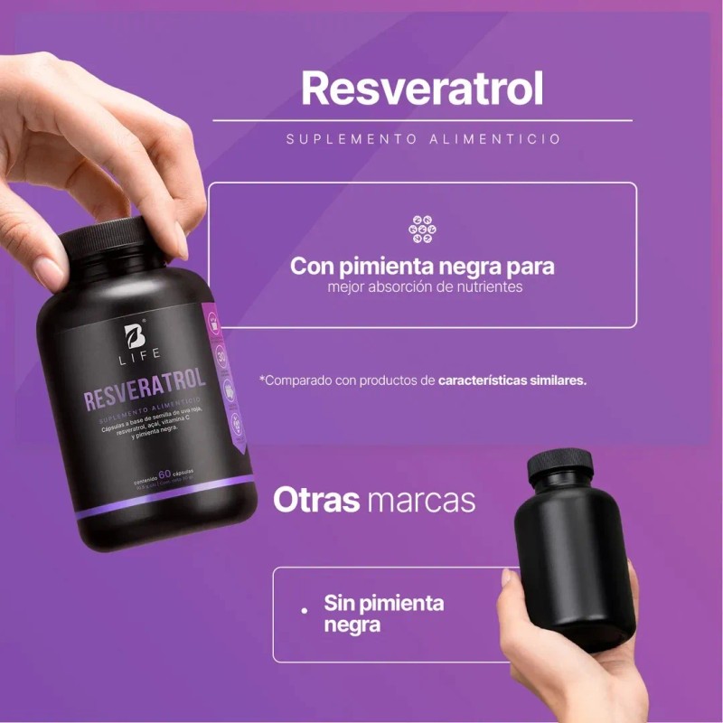 Resveratrol Cápsulas Life Semilla Uva Sabor