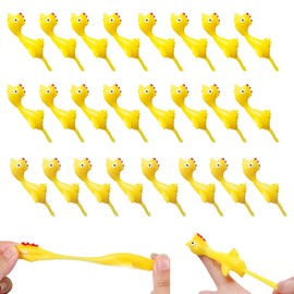 Pack of 30 Slingshot Chicken Stretches Flying Chicken Snips Toy Rubber Chicken Toy Novelty Catapult Chicken Funny Finger Stretchy Chicken for Office Pranks Toy Party Yellow
