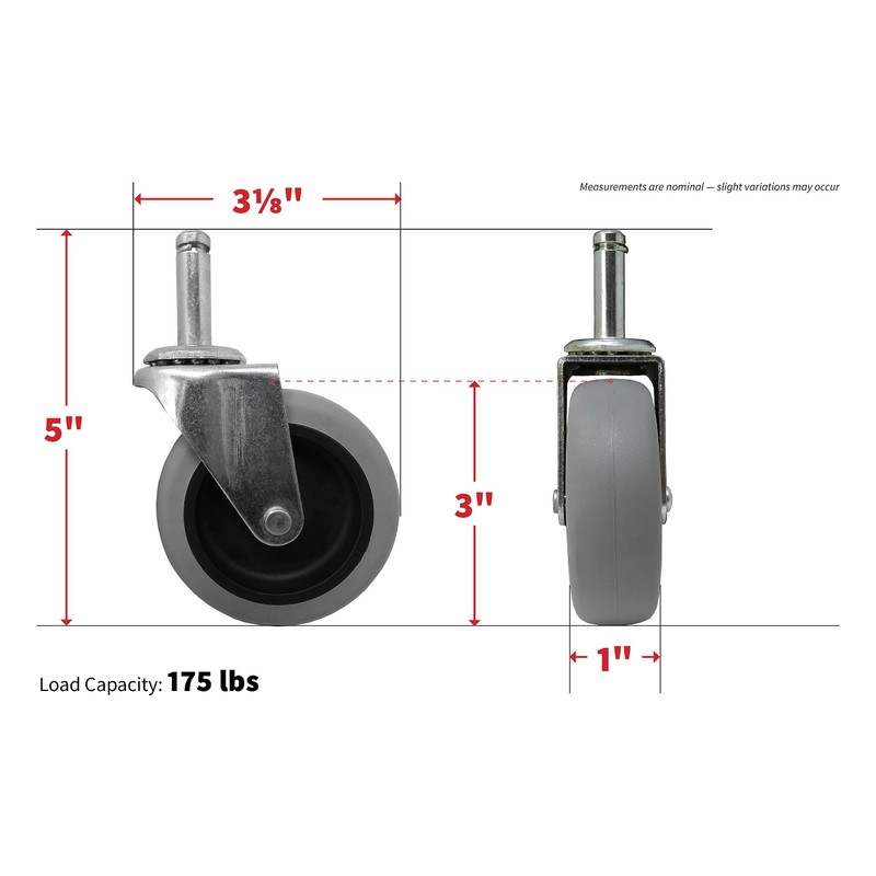 Shepherd 3" Swivel Stem Caster with Soft TPR Tread Rubber
