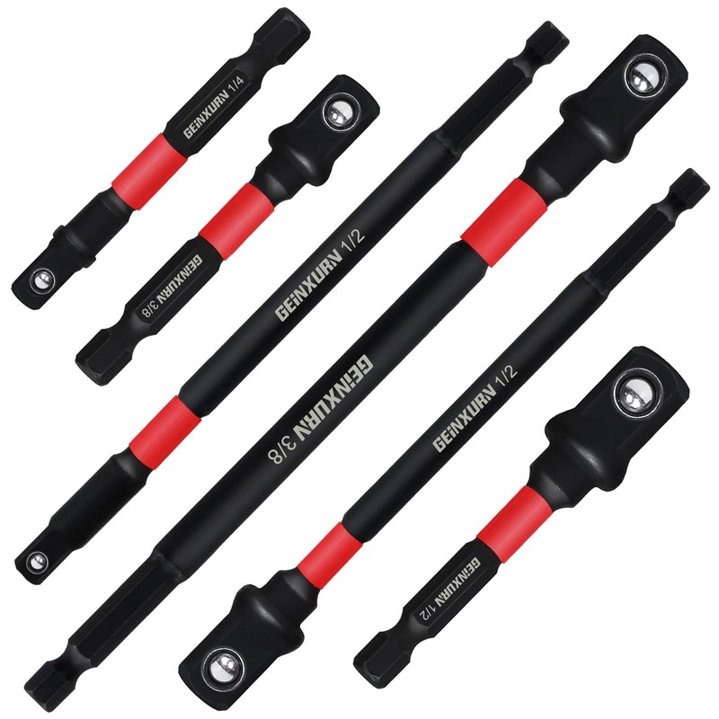 Geinxurn 6Pcs Impact Socket Adapter Set,1/4" 3/8" and 1/2" Drive,