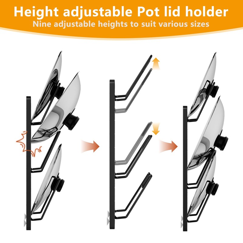 FEZHI pot lid organizer Rack, 3-tier adjustable and removable Pot