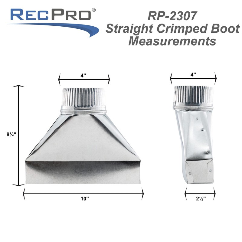 RecPro RV Ducting 4-Inch Straight Register Boot | Straight Crimped