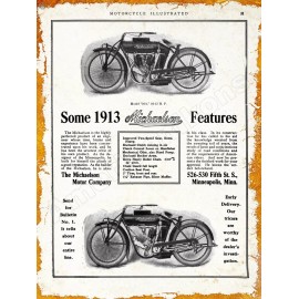 1913 Michaelson Motor Co. Motorcycles New Metal Sign: Minneapolis, Minnesota