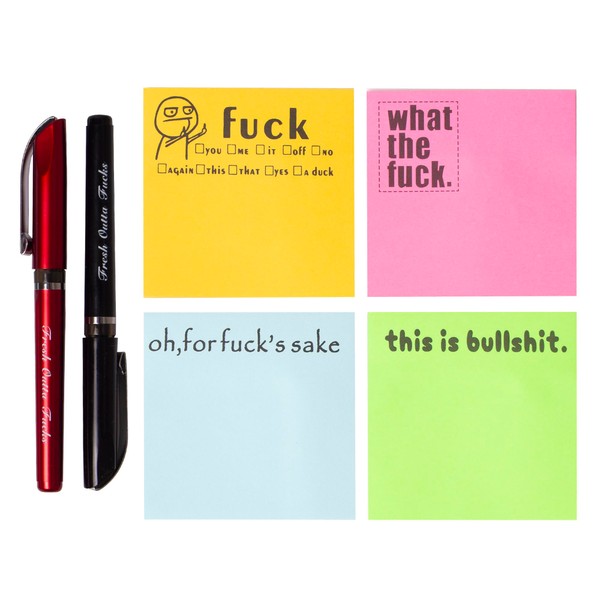 Fresh Outta F*CKS Pad and Pen Funny Sticky Notes and