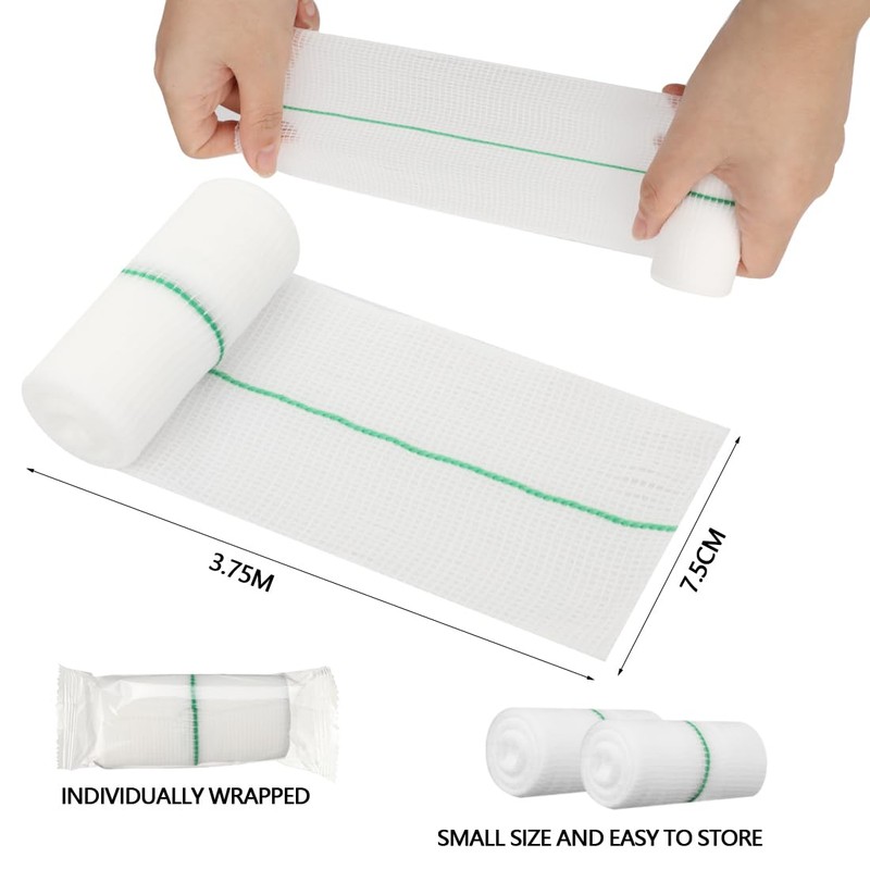 12 Rolls Premium Conforming Bandage 7.5cm x 3.75m Individually Wrapped