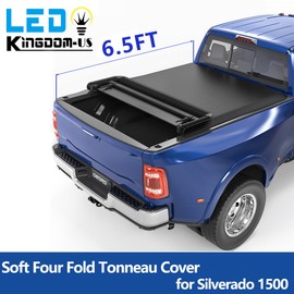 OEDRO 6.5ft 4-FOLD Tonneau Cover For 2019-2025 Silverado Sierra 1500 Truck Bed On Top