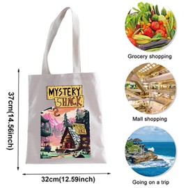 Gravity-f Mystery Shack Tote Bag Cartoon TV Show Fan Gift Bill Cipherr Tote Bag (MYSTERY SHACK tote bag CA)