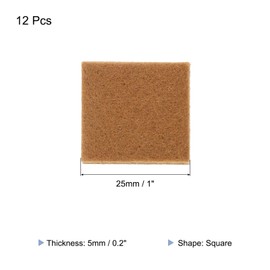 MECCANIXITY 12pcs Square Felt Furniture Pads, 1x1 Inch Small Felt Chair Leg Floor Protectors Prevent Scratches Self Adhesive for Furniture Hard Floor, Brown