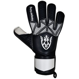 Keeperking Goalkeeper Gloves Children Youth Adults Football Gloves without Fingersave 4 mm Forehand (6, B-White)