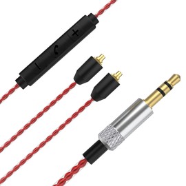 MMCX Cable with Microphone Compatible with Shure SE215 SE315 SE425 SE535 SE846 UE900 MAGAOSI K5 LZ A4 A5 TIN Audio T2 T3 BGVP Earphone (Red)