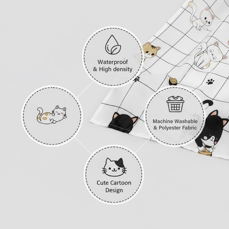 huipinghu Shower Curtain, Cats, 180 x 180 cm (71 x