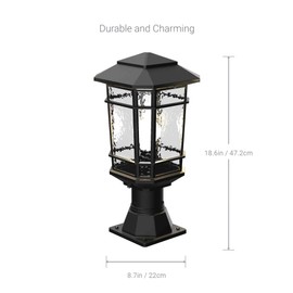 Koda Williams Outdoor LED Post Lantern, Automatic Dawn-to-Dusk Timer, Waterproof, 3000K, 800 LM, Lamp Post Cap Lights for Wood Fence Posts Pathway, Fitter Base for Outdoor Garden Post Pole Mount