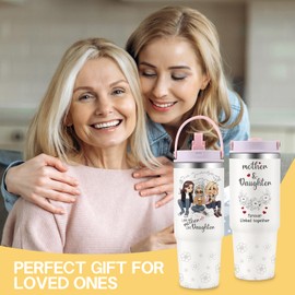 Ochapa Gifts for Mom from Daughter Tumbler 30oz Stainless Steel Water Bottle With Handle Flip Straw, Leakproof Travel Coffee Cup, Birthday Mothers Day Gifts For Mother Mum Mama Women from Two Daughter