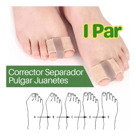 Separador Dedo Pie Forro Gel Doble Bucle Corrector Juanete Marrón Claro L