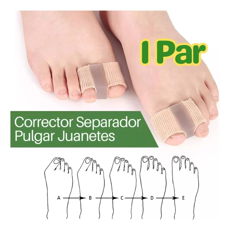 Separador Dedo Pie Forro Gel Doble Bucle Corrector Juanete Marrón