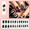 Jremg Black Press on Nails Medium Square Fake Nails with