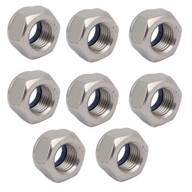 Sourcingmap 8pcs M14 x 1.5mm Pitch Metric Fine Thread 304 Stainless Steel Hex Lock Nuts