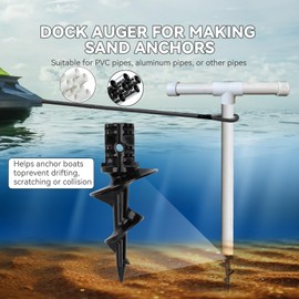 MATINA Sand Anchor for Boat, Dock Auger for Making Sandbar Anchor or Floating Dock Hardware, Sand Auger with Bolts for 1.5" Schedule 40 PVC Tubing Anchor or Dock Post, 2 Pack