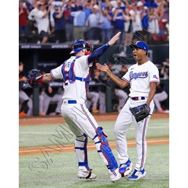 SPORTSPHOTOSUSA 2023 Jonah Heim & Jose Leclerc Texas Rangers Celebrate Advancing To ALCS 8x10 Photo