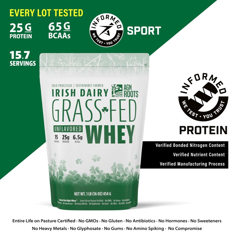 AGN Roots Grass Fed Whey Protein Powder Isolate - Unflavored