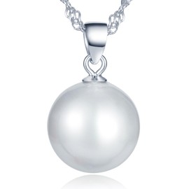 Unendlich U Classic Women's Necklace Round 8 mm Pearl Pendant 925 Sterling Silver Pearl Necklace, Enamel, Pearl