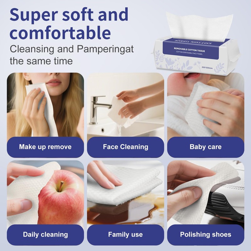Cotton Face Towels, Extra Thick Soft Dry Wipes for Cleansing,