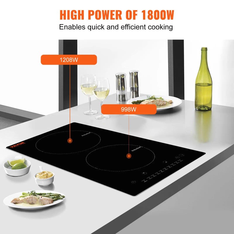 Induction Cooktop 1800W 12'' Electric Touch Screen Ceramic Surface 4
