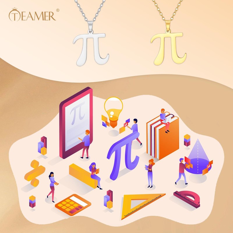 TEAMER Delicate PI Symbol Necklace Lightweight PI Math Symbol Pendant
