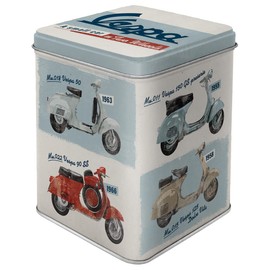Nostalgic-Art Retro Tea Canister 100g Vespa - Model Chart - Gift Idea for Scooter Fans Storage for Loose Tea and Tea Bags - Vintage Design