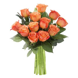 KaBloom PRIME NEXT DAY DELIVERY - Mother’s Day Collection - Bouquet of 12 Orange Roses Gift for Birthday, Sympathy, Anniversary, Get Well, Thank You, Valentine, Mother’s Day Flowers