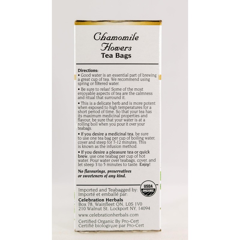 CELEBRATION HERBALS Chamomile Flowers Tea Organic 24 Bag, 0.02 Pound