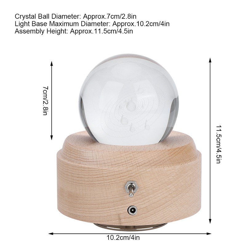 Solar System Pattern Crystal Ball Rotating Music Box USB Charging