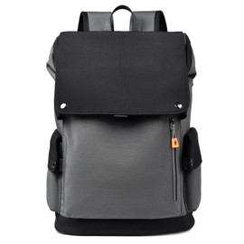 FOLOVEYA Mens Backpack 15 Inch Laptop Backpack with USB Charging Port Anti Theft Travel Knapsack College Rucksack for Work School Camping Waterproof Polyester Casual Daypack Dark Gray