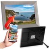 Grouptronics Gallery10 Easy To Use Wi-Fi Digital Photo Frame – 10 Inch, Send Photo or Video Via Free Phone App - Touch Screen, Auto Sleep & Rotate, Bendy Stand, Landscape or Portrait, 16GB - Silver
