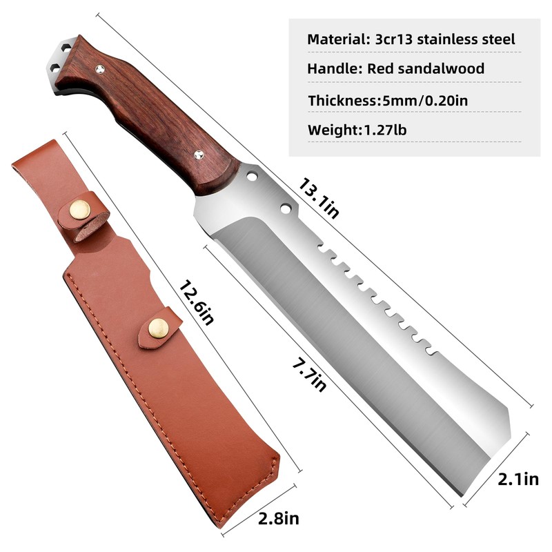 Outdoor Machete with Sheath for Cutting Trees, for Yard Work