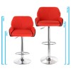 Elama 2 Piece Adjustable Faux Leather Bar Stool in Red