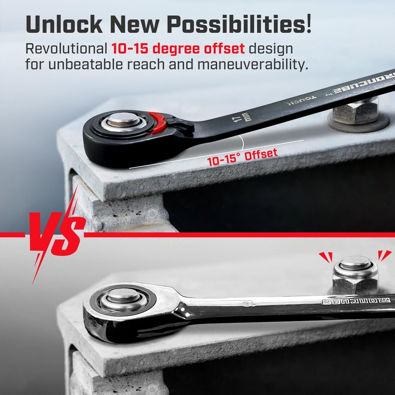 ironcube Reversible Ratcheting Wrench Set: 12-Piece Metric 8-19mm - Tough