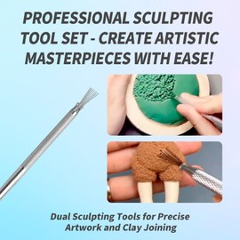 YAFIYGI 8 Pcs Ceramics Tools Kit Pottery Tools Carving Clay Needle Tools Clay Needle Tools Ceramic Sculpting Modeling and Texturing Supplies for Artistic Creations Feather Wire Texture Tools