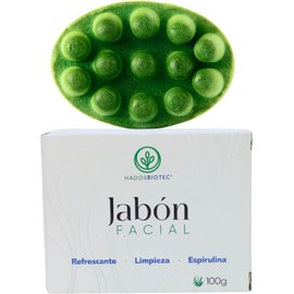 Jabón Facial de Espirulina 100g, Limpiador Facial Natural Orgánico para Cara, Piel Grasa, Exfoliante e Hidratante, Jabón de Cara en Barra con Ingredientes Naturales.