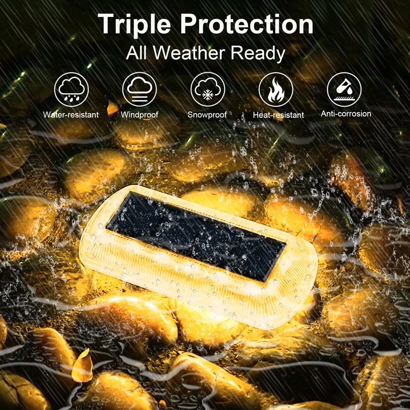 T-SUN Solar Deck Lights Outdoor Waterproof, Deck Lights Solar Powered,