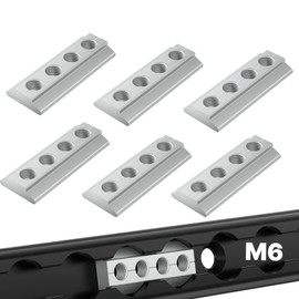 6PCS M6 T-Nuts for L-Track, Slide-in Fixing Plates, Silver Metallic Aluminum, Heavy Duty Tie Down Hardware for Trucks, Trailers, RVs, Cargo, Boats, and Other Secure Mounting Applications