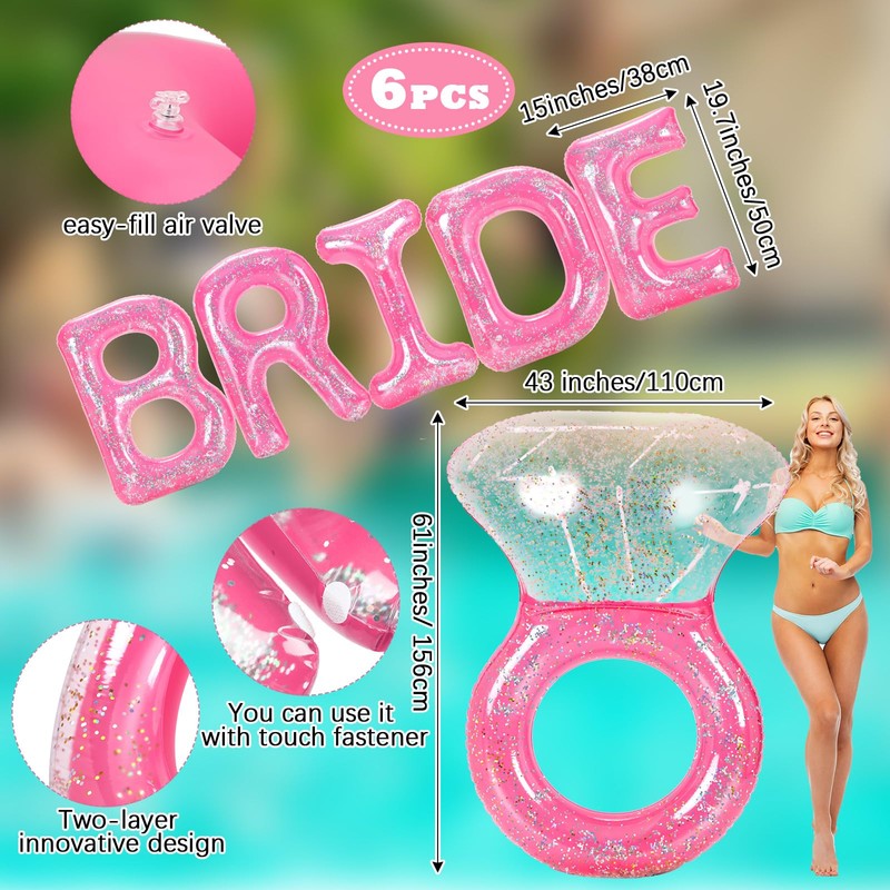 Sumind Bride Bachelorette Pool Floats 61 Inch Diamond Ring Float