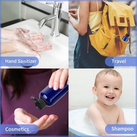 Lisapack Botellas de viaje de 3.4 onzas con tapa abatible (5 piezas) recipiente dispensador azul vacío para cosméticos de tamaño de viaje (100 ml)