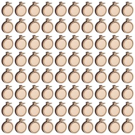 Framendino, 80 Pack Mini Embroidery Hoops Round Wooden Hoop Wood Rings for DIY Crafts